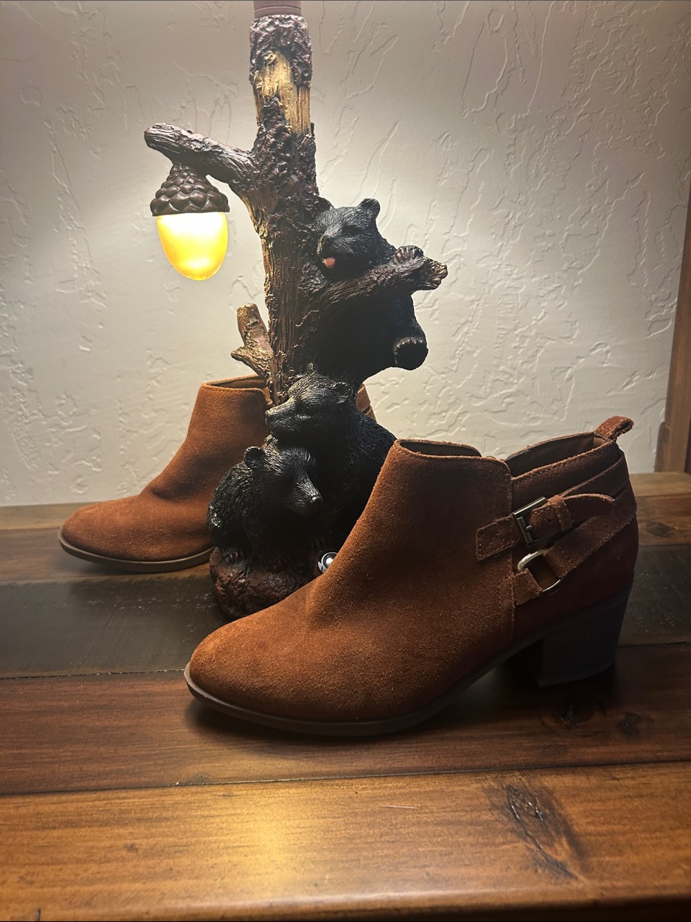 Women’s Brown Suede Ankle Boots with Side Buckles